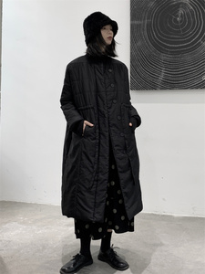 19021P165暗黑羽绒棉服中长款保暖加厚图片