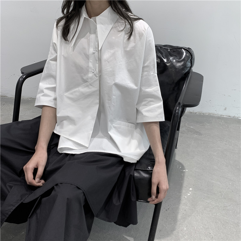 2127P65暗黑衬衫女宽松不规则,女装衬衫,钱塘801（原钱塘901）