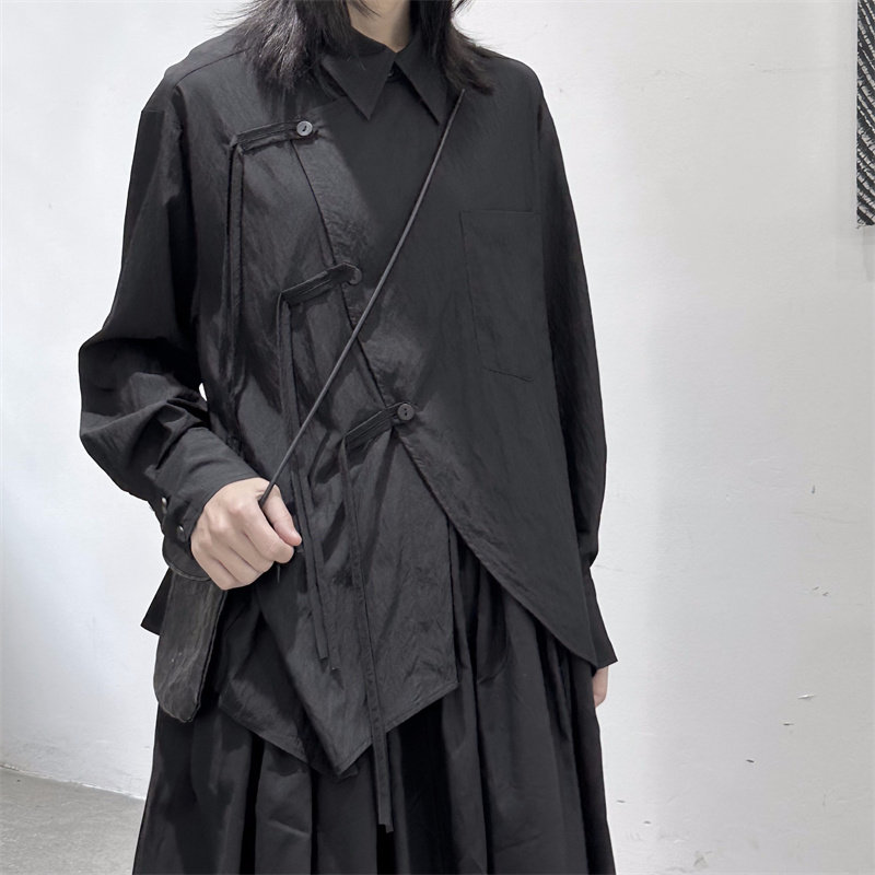 网红不规则成人衬衫宽松型衬衫袖连衣裙暗黑风长袖时尚休闲百搭图片