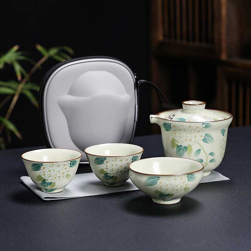 便携式旅行茶具快客杯套装高端一壶三杯简易功夫泡茶壶茶杯单个人