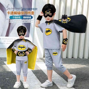 儿童蝙蝠侠短袖 表演服男孩角色扮演幼儿园男童走秀cosp开学演出服