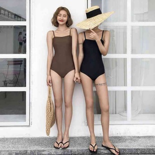 韩国ins泳衣女2024新款 复古性感连体比基尼小胸聚拢遮肚显瘦泳装
