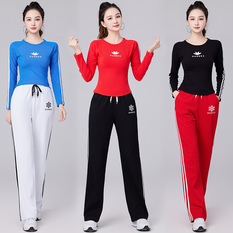 秋季广场舞新款服装套装棉长袖运动健身团体操跳鬼步舞蹈衣服裤子