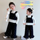 女童春季 童装 春秋款 2026新款 宝宝不开裆孩子湖州棉B类套装 黑色