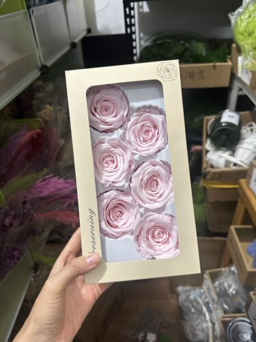 永生花5-6cm玫瑰保鲜花大号花材B级6朵diy材料包干花6-7cm不凋花