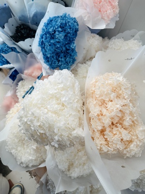 安娜绣球永生花干花花束客厅装饰摆设diy插花花材花束配花整枝