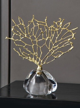 欧式创意金属发财树桌面摆件客厅装饰品轻奢老板办公室家居工艺品