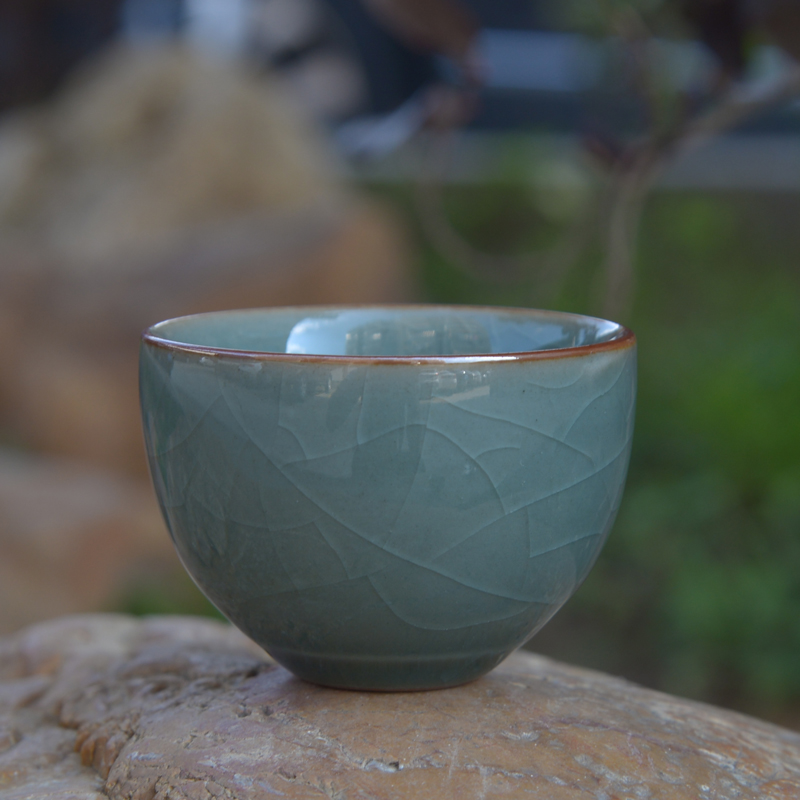 青瓷茶杯冰裂开片可养个人