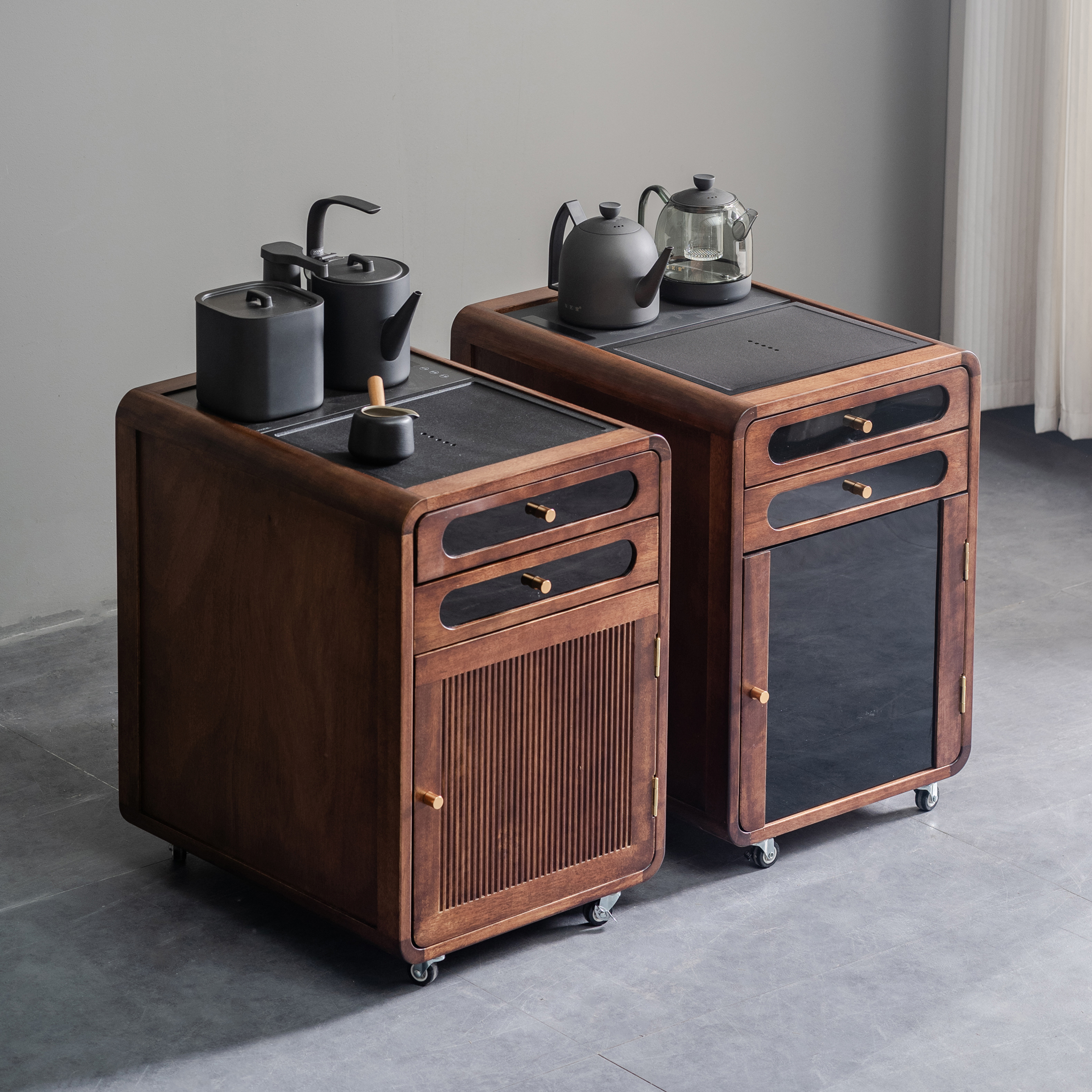 移动烧水茶边柜实木茶水柜