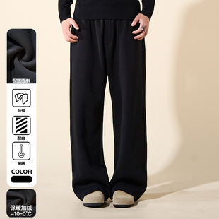 LOADMIND冬美式慵懒加绒加厚卫裤宽松直筒长裤子男重磅抓绒运动暖