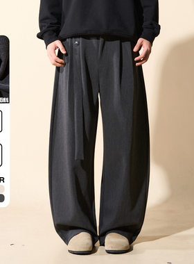 LOADMIND美式复古弯刀西裤垂坠感休闲飘带宽松阔腿直筒长裤子男潮