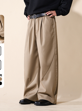 LOADMIND美式复古裤子男简约休闲垂感西裤宽松阔腿百搭裤直筒长裤