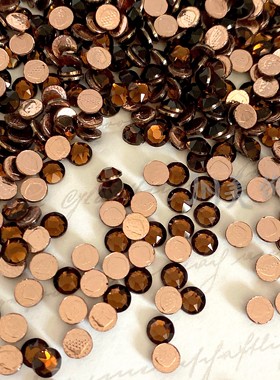 施家华子220咖啡平底圆钻玫瑰金烫底耳钉美甲钻饰品钻饰JN美饰