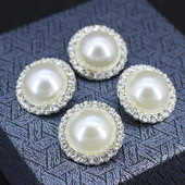 圆形珍珠扣子小香风质感纽扣毛衣大衣装 饰扣银色衬衫 扣金属手缝扣