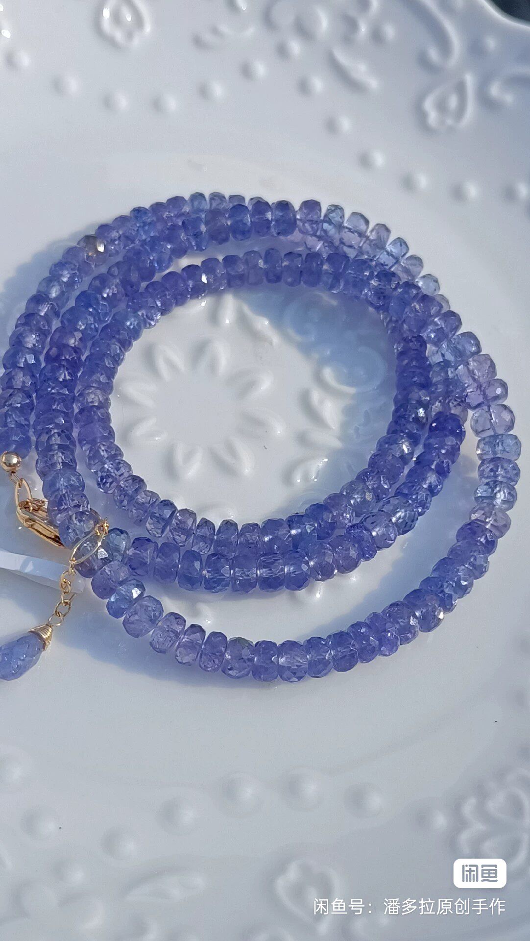 天然坦桑石切面算盘珠手链星光蓝紫色宝石甜美情侣款饰品