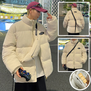 冬季港风男士棉服灯心绒棉衣情侣款百搭外套男女立领面包服潮