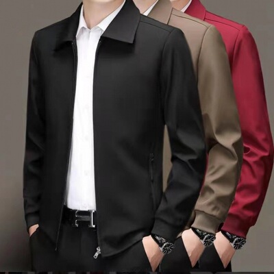 老爸外套爸爸春装中老年男士夹克春秋季中年夹克衫男休闲岁爷爷