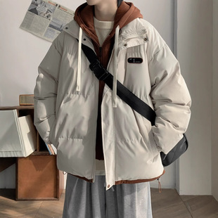 假两件棉服男款冬季宽松休闲加厚保暖棉衣外套日系潮流连帽棉袄子