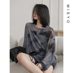 防晒衣服女新款夏季学生韩版宽松薄款防紫外线冰丝长袖恤上衣潮