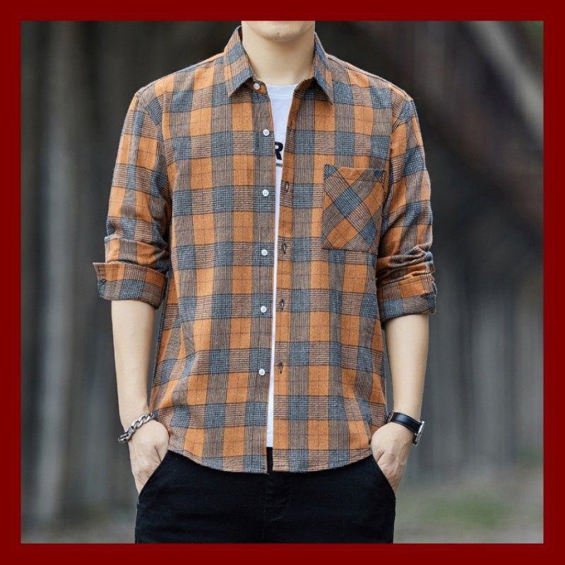 男士长袖衬衫春季亲肤格子上衣潮流韩版休闲百搭帅气衬衣外套男装,男装,衬衫,淘宝优惠券,粉丝福利购,淘宝优惠卷