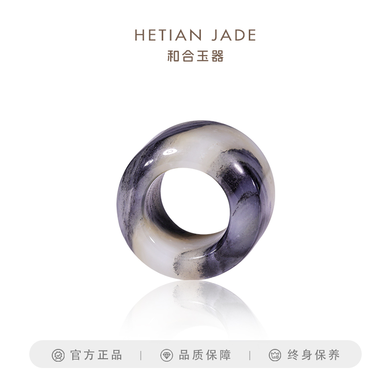 墨玉指环扳指和合玉器青花