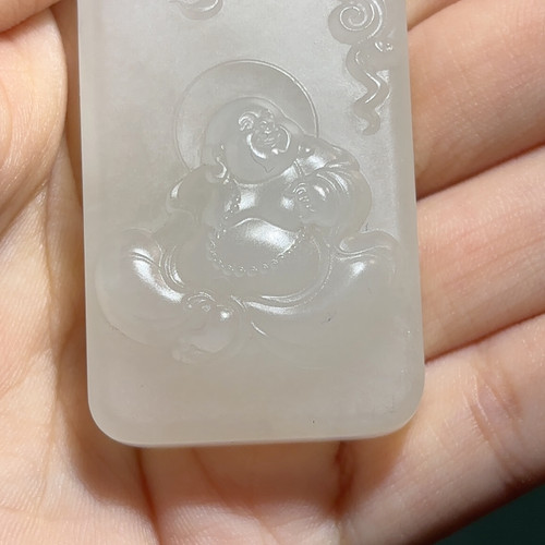 和田玉羊脂白玉弥勒挂件