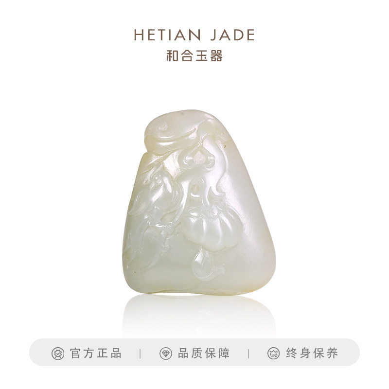 和合玉器和田玉籽料喜事连连挂件喜鹊柿子玉石子料带皮色吊坠颈饰