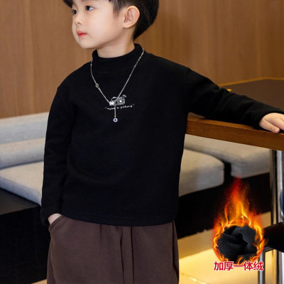 男童加厚半高领德绒打底衫