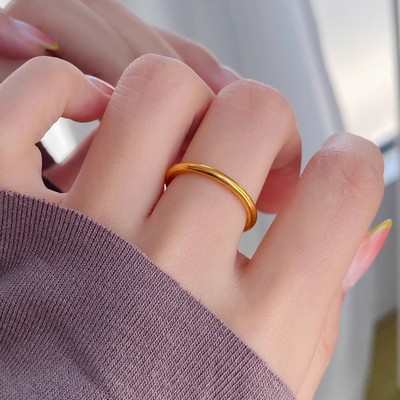 999足金戒指24k纯金古法素圈戒指