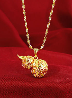 黄金24k足金福禄福字金葫芦吊坠