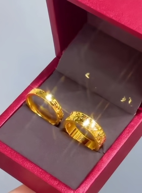 999足金戒指24k黄金碎冰冰戒指