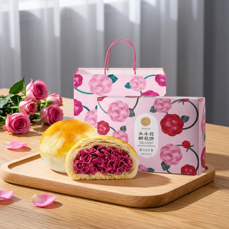 嘉华头水花鲜花饼450克现烤经玫瑰饼糕点早餐休闲云南鲜花饼