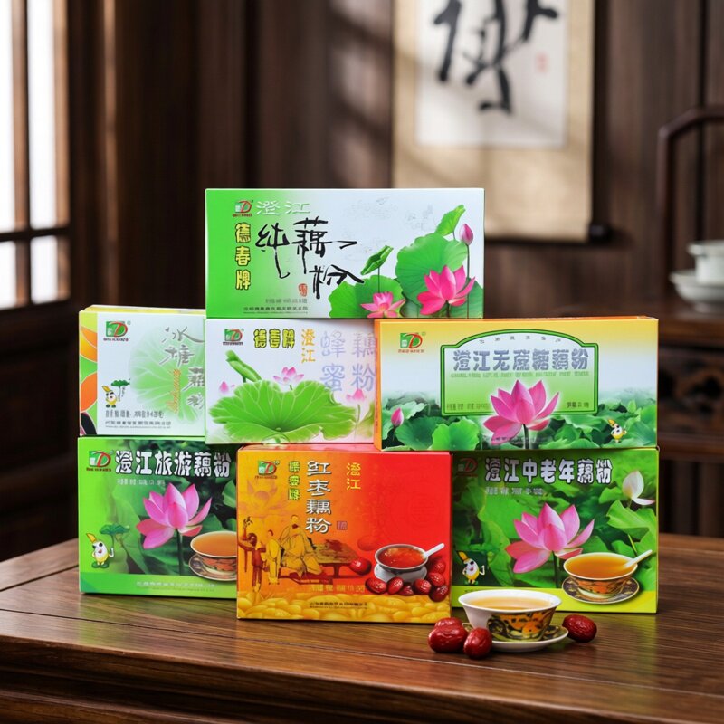 德春牌澄江藕粉200克三盒组合红枣旅游冰糖蜂蜜纯藕粉抚仙湖藕粉