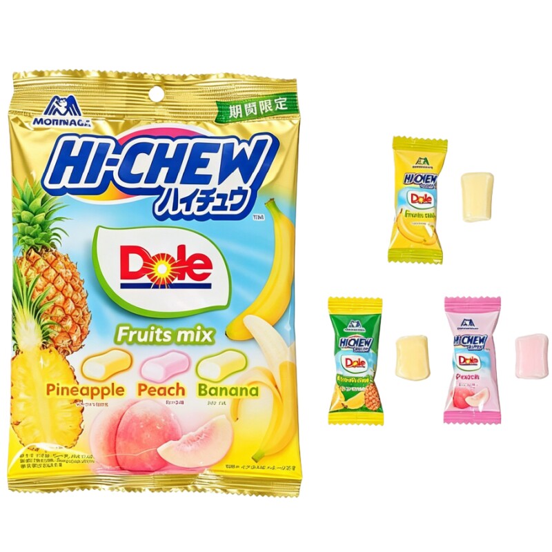 日本进口森永嗨啾HI-CHEWDole香蕉菠萝蜜桃都乐联名水果混合软糖