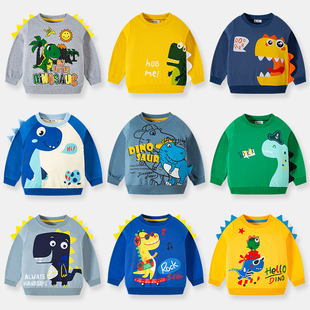 be top童装2025儿童卫衣立体恐龙毛圈男童纯棉套头衫宝宝长袖上衣