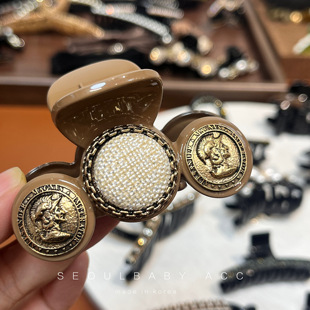 商场柜台同款 韩国进口发饰复古做旧金属字母抓夹女头饰2026新款