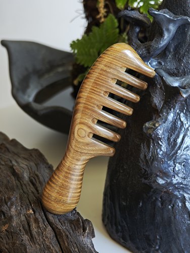 天然绿檀木梳子宽齿卷发梳大齿头部经络按摩防静电脱发女长发梳子