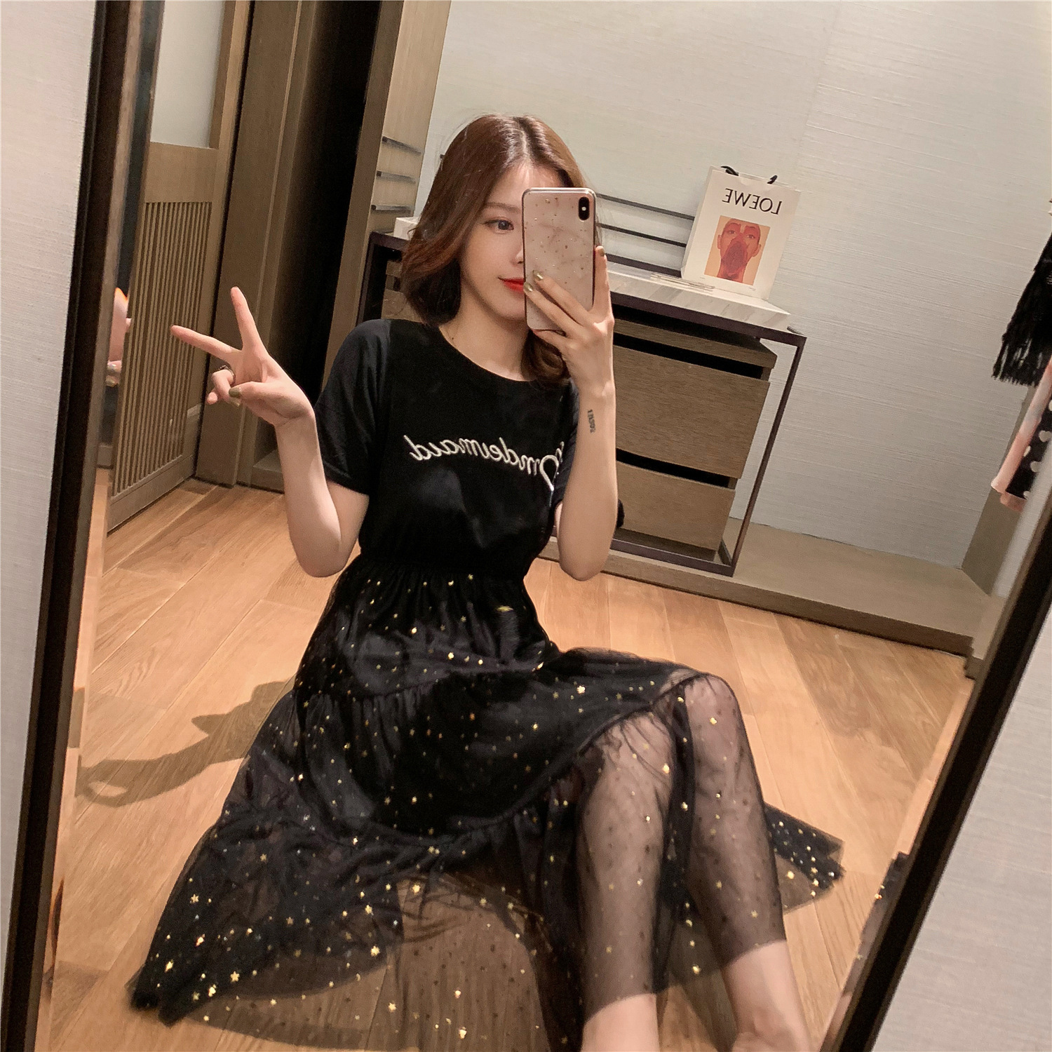 亮片中长款网纱裙子女装