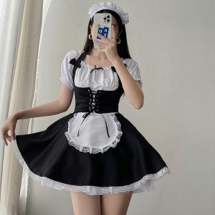 女佣装 日本大码 萝莉女仆二次元 短袖 cos用品 伪娘连衣裙低胸女仆装