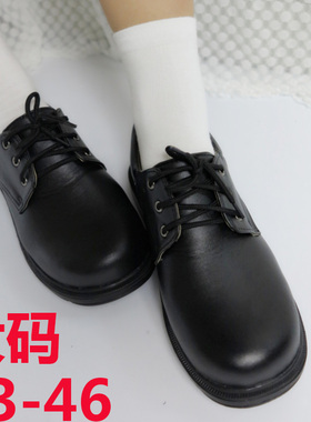 伪娘鞋lolit日系圆头系带皮鞋学生鞋低帮交叉绑带平底制服鞋纯色