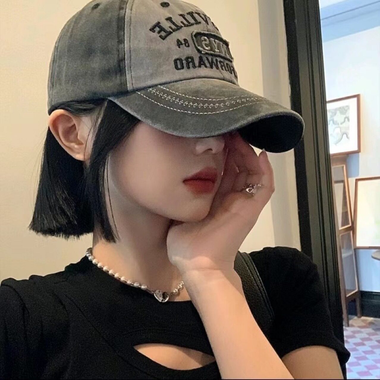 懒人帽子伪娘假发短发一体直发方便逼真日常女装大佬假毛全头式