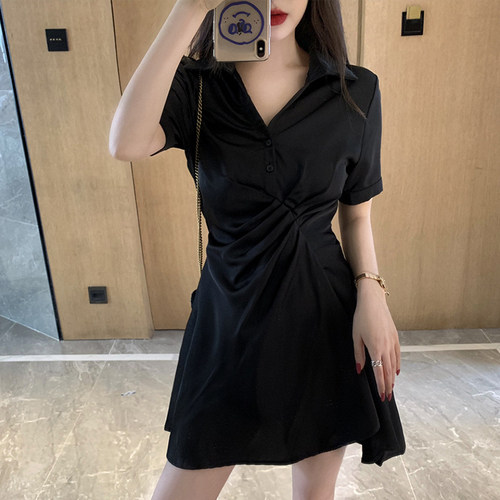 大码性感反串高腰抽褶伪娘连衣裙初学者显瘦女装大佬用品气质短裙