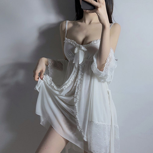 开叉设计荷叶边家居服三件套装