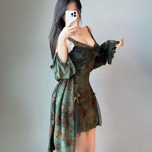 大佬cos睡衣套装 伪娘连衣裙性感纯欲风超超薄吊带女装 大码 夏季