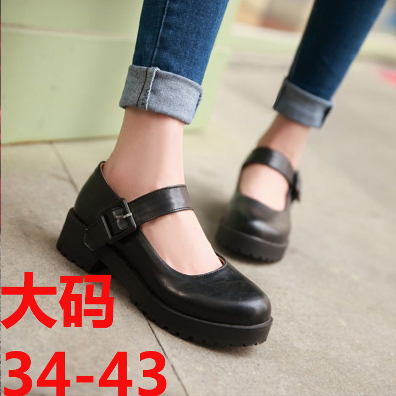 日系大码黑色学院风公主鞋