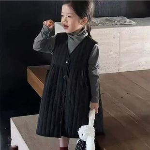 女童冬季 夹棉马甲连衣裙公主女孩可爱百搭洋气宝宝背心裙两件套潮
