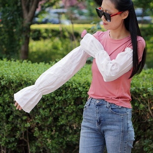 可调宽松加肥纯全棉夏季薄长款防晒袖套女士胖人开车护袖骑行套袖