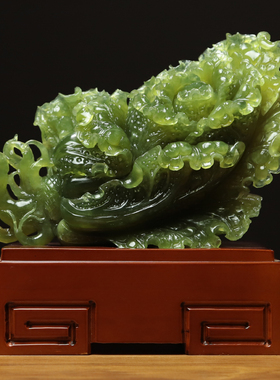 尚品美格 天然玉石岫玉摆件 原石原色玉雕招财白菜 开业礼品EA105