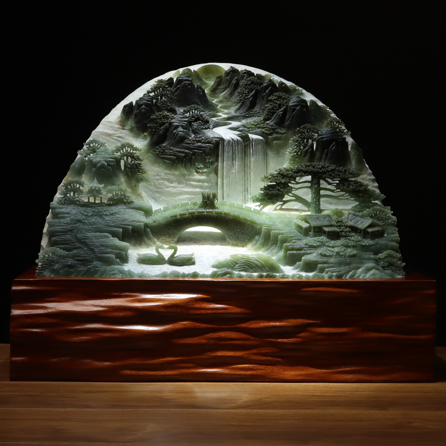 尚品美格 天然玉石雕刻桌面玄关大摆件整料原色意境山水礼品FA209