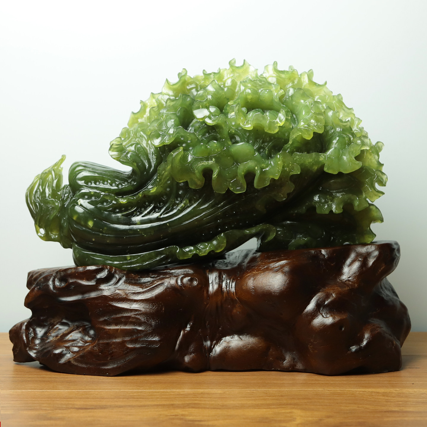 尚品美格 天然岫玉180料雕刻摆件 整料原色招财白菜开业礼品FA243